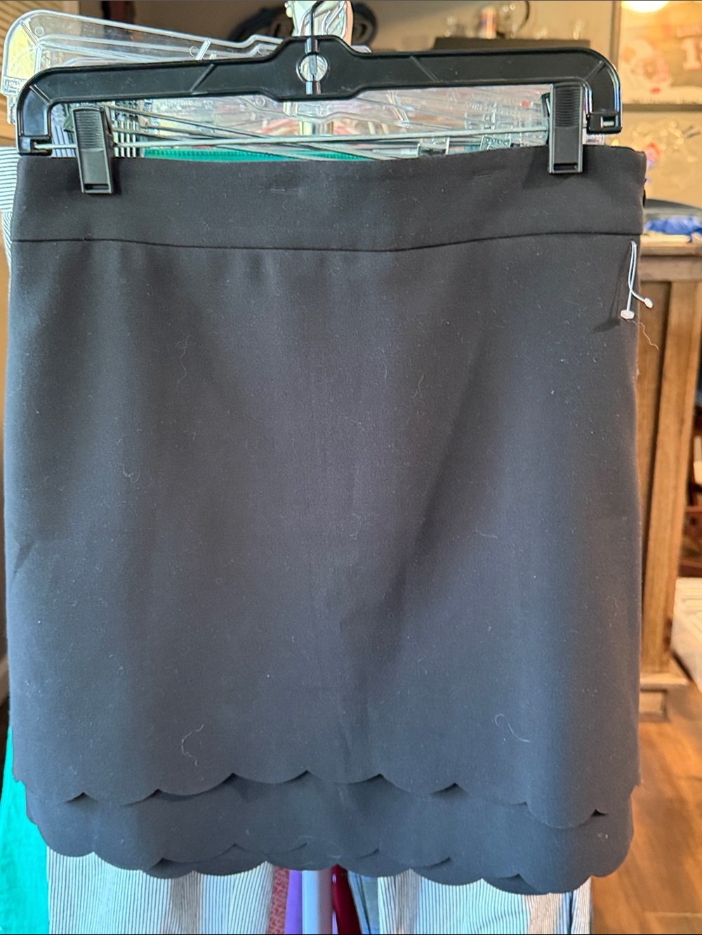 LOFT Black Scalloped Hem Mini Skirt